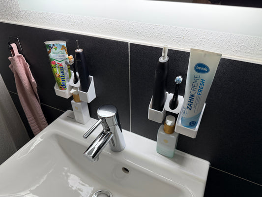 BrushDock Duo Set – Flexibles Wandhalter-Set für Paare (ohne Bohren)